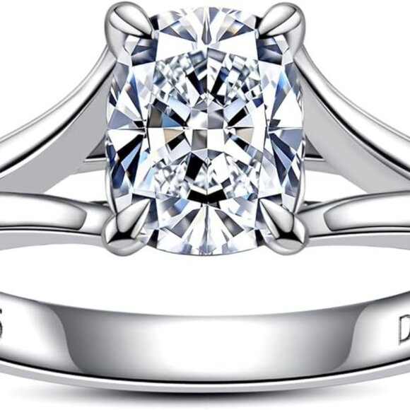 2cttw Cushion Cut Moissanite D Color VVS1 Clarity Silver Wedding Ring - Picture 2 of 6